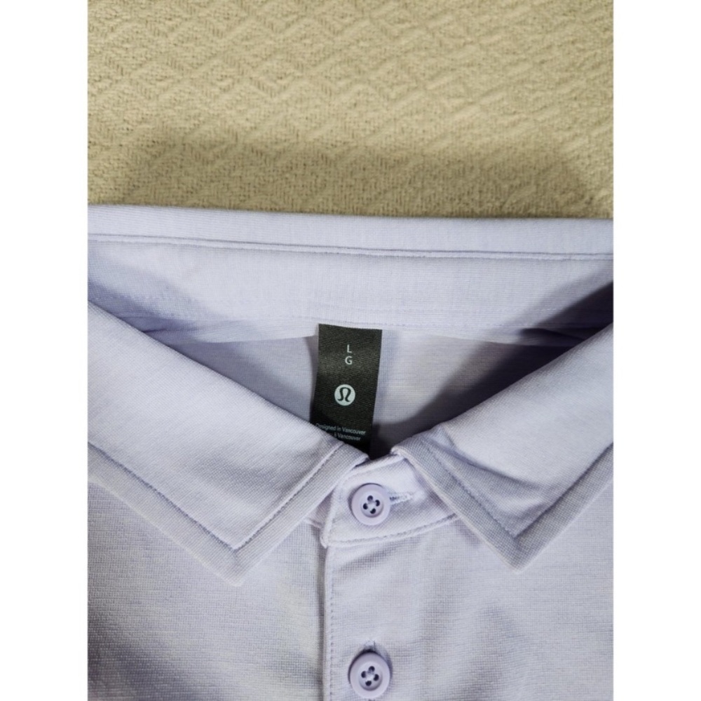 Lululemon Men’s Evolution Short Sleeve Light Purple Polo Shirt Large - Picture 6 of 9
